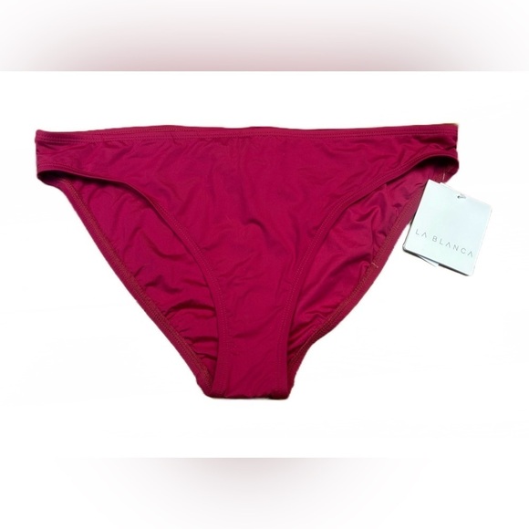 NWT La Blanca Burgundy Full Coverage Lined Stretchy Bikini Bottom, 14 - Picture 4 of 15